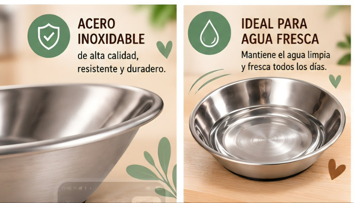 Cuenco para Gatos de Acero Inoxidable con Desnivel Ergonómico – Flamingo