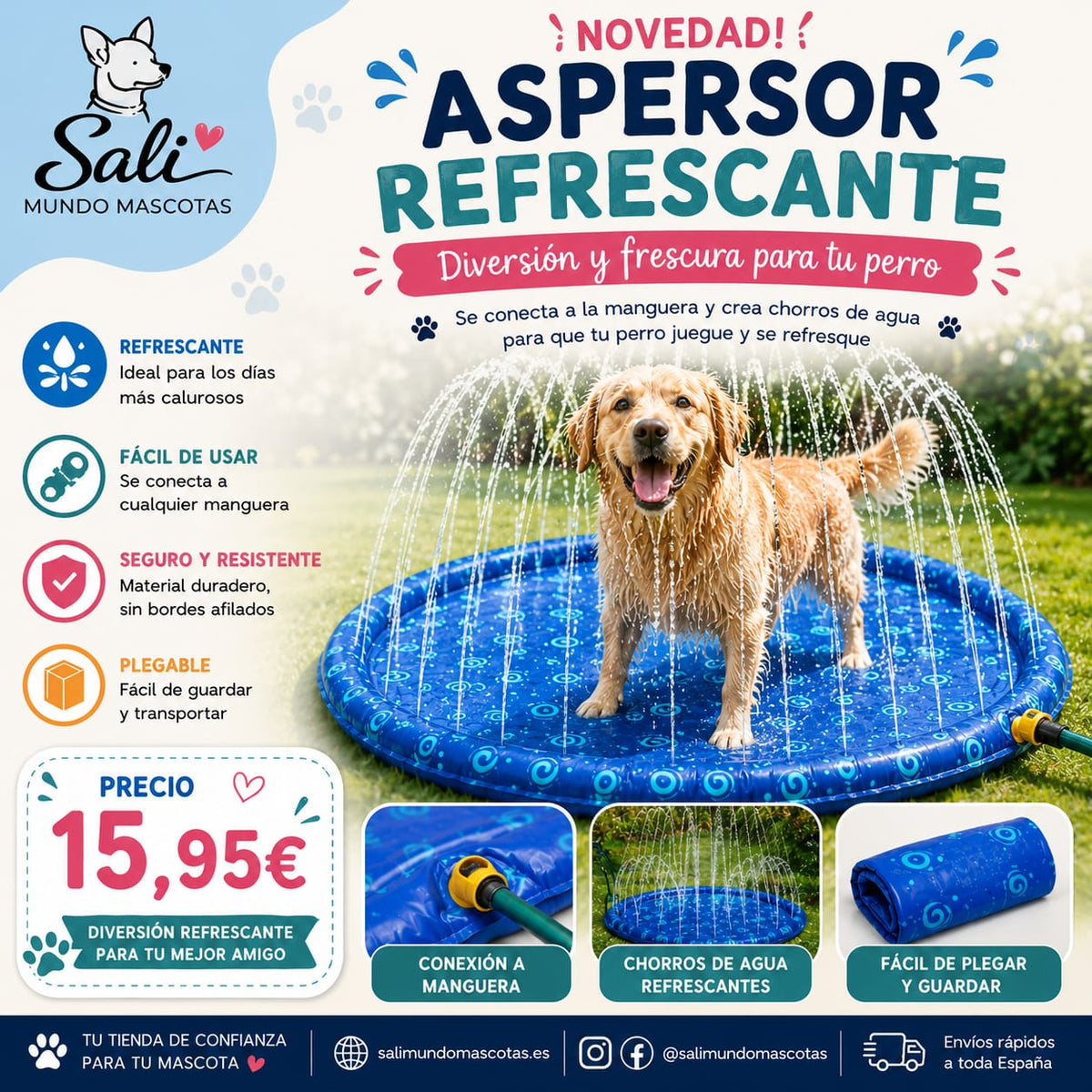 Aspersor Refrescante para Perros Sali
Aspersor de Agua para Perros en Verano
Juguete de Agua para Perros
Aspersor de Agua para Jugar con Perros
Juguete Acuático Refrescante para Perros
Aspersor para Perros y Mascotas
Juguete de Verano para Perros Sali
Aspersor de Agua para Perros en Jardín
Juego Refrescante con Agua para Perros
Accesorio de Agua para Perros Sali