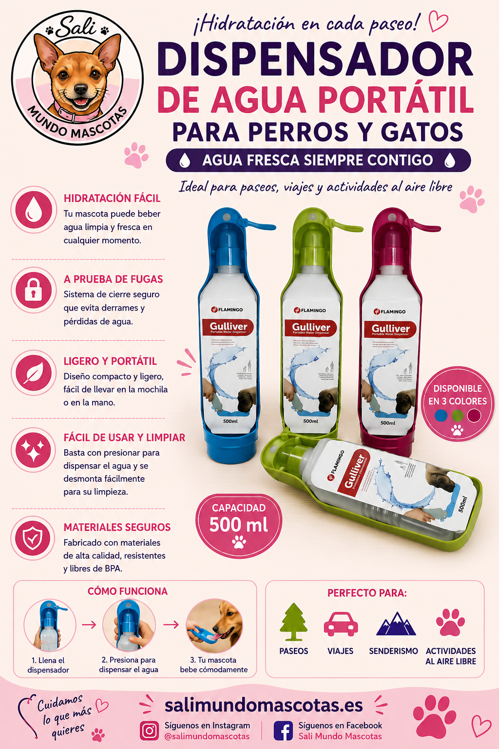 Botella de agua de viaje para mascotas Flamingo Gulliver
Botella de agua antifugas para perros Flamingo
Dispensador de agua portátil para mascotas Flamingo
Botella de agua Gulliver para perros y gatos
Botella de agua para mascotas Flamingo de 500 ml
Botella de agua para mascotas Flamingo para exteriores
Botella de agua de viaje para perros Flamingo
Botella portátil para beber Flamingo
Botella antifugas para mascotas Gulliver
Botella de agua Flamingo para paseos
Botella de hidratación para mascotas Flamingo
