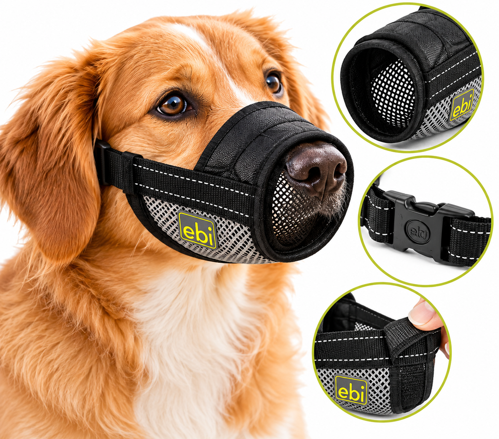 Bozal EBI Negro de Malla Transpirable para Perros