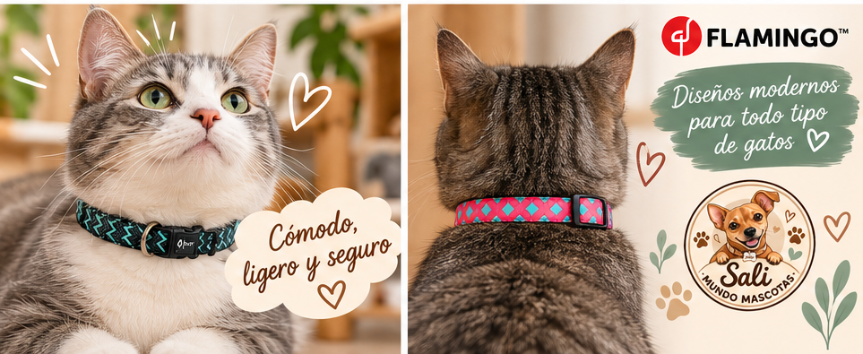Collar Ajustable Flamingo para Perros (Tallas S, M, L)