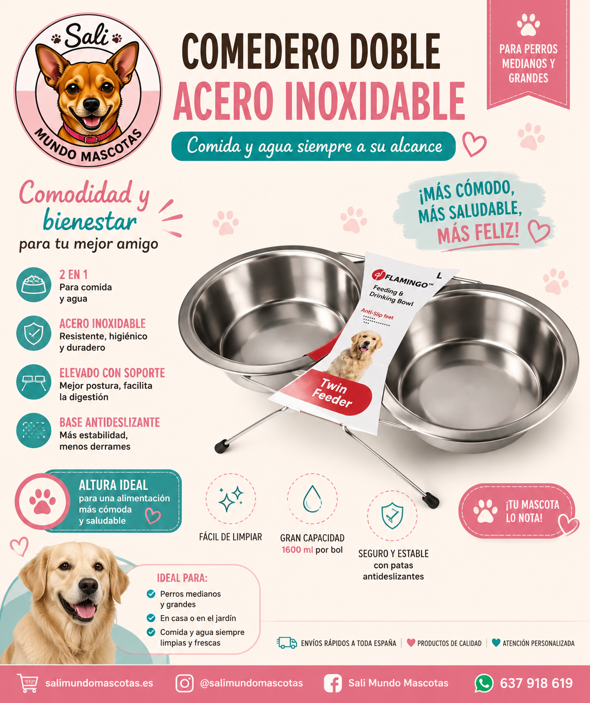 Comedero Elevado Doble de Acero Inoxidable para Perros
Cuencos Dobles Elevados para Comida y Agua de Perro
Comedero Moderno Elevado para Mascotas
Plato Doble de Acero Inoxidable para Perros
Estación de Alimentación Elevada para Perros
Comedero Ergonómico para Cachorros y Perros Adultos
Soporte con Cuencos Dobles para Perros
Comedero Higiénico de Gran Capacidad para Perros
Cuenco Elevado Resistente para Alimentación Canina
Comedero Doble Premium para Mascotas
