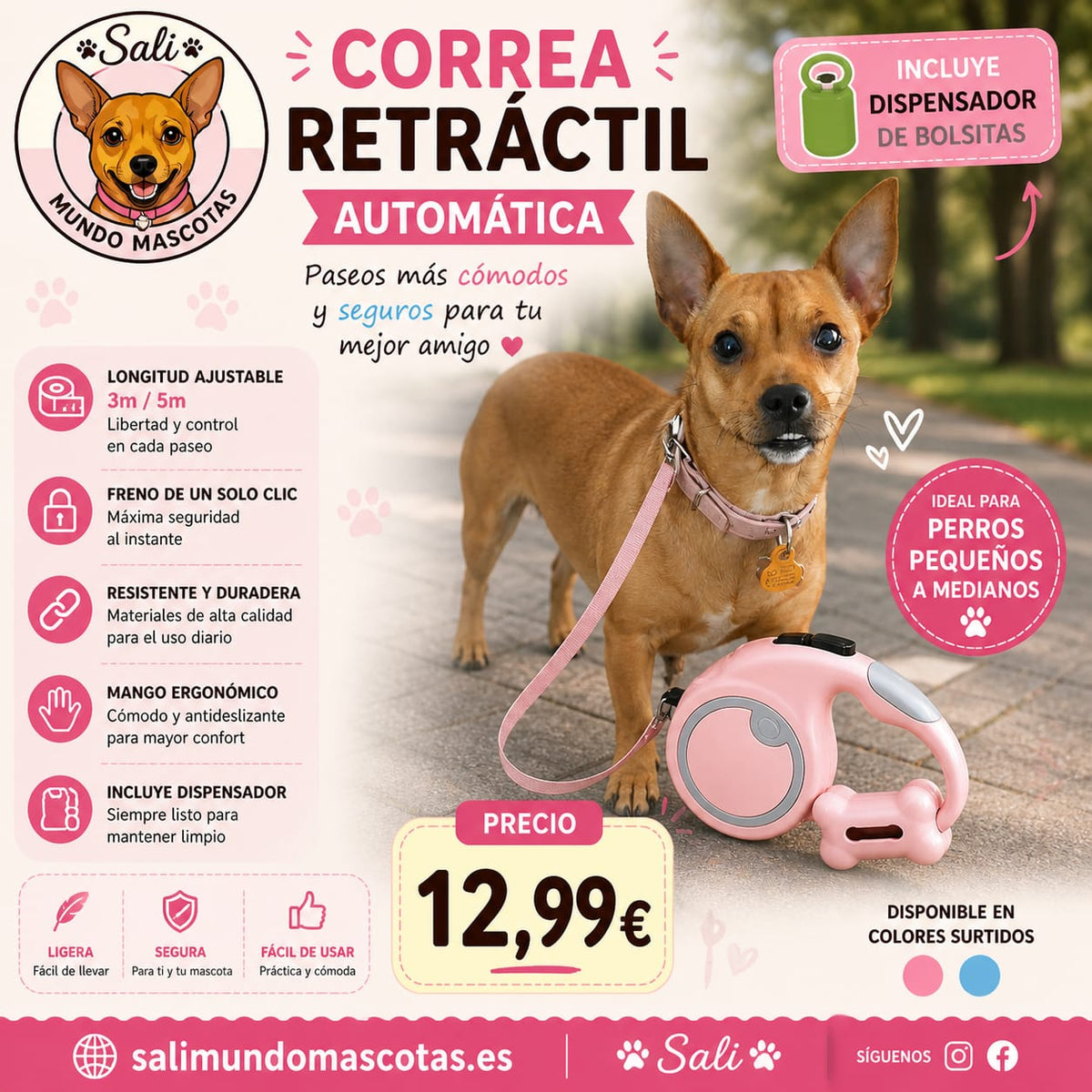 Correa Retráctil Automática Sali para Perros
Correa Retráctil para Perros con Dispensador
Correa Automática para Perros Sali
Correa Extensible para Perros con Porta Bolsas
Correa para Pasear Perros con Dispensador Integrado
Correa Retráctil para Mascotas Sali
Correa para Perros con Dispensador de Bolsas
Correa Automática Retráctil para Paseos con Perros
Accesorio de Paseo para Perros con Dispensador
Correa Retráctil Sali con Porta Bolsas Integrado