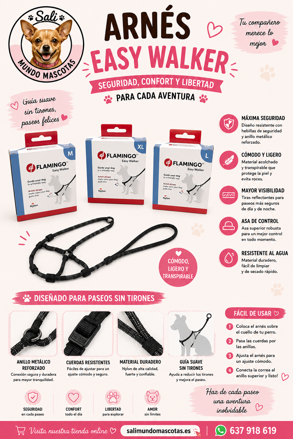 Arnés Easy Walker para Perros – Cómodo y Ajustable para Paseos