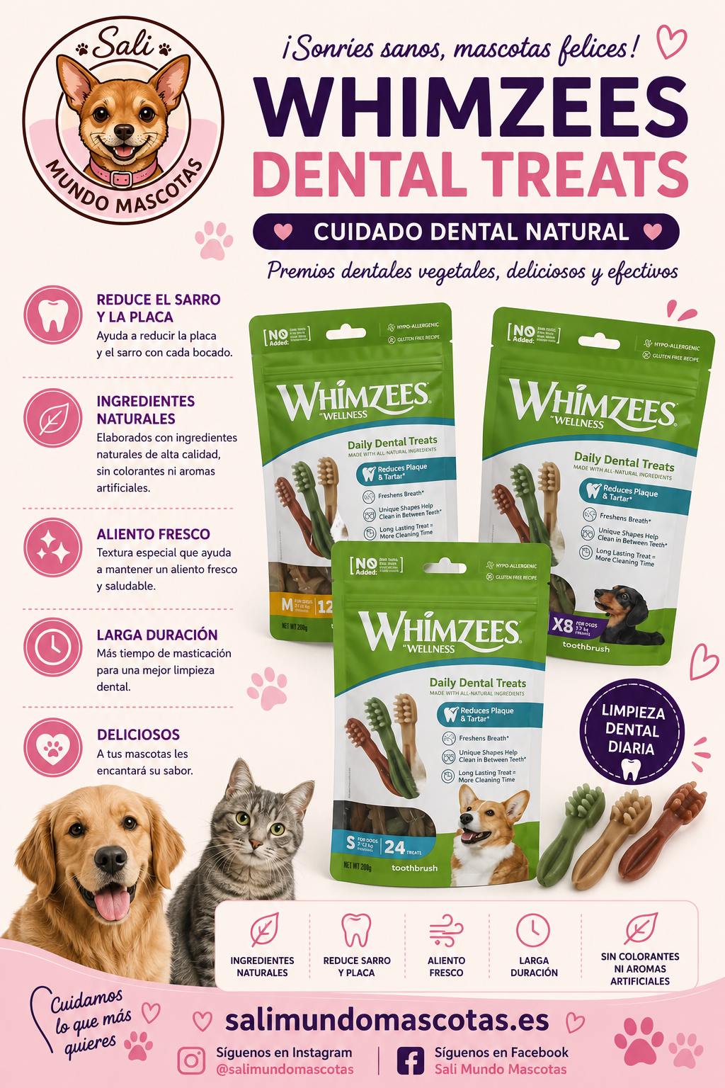 WHIMZEES Premios Dentales Naturales
WHIMZEES Snacks para Higiene Dental
WHIMZEES Mordedores Dentales
WHIMZEES Premios para Reducir Placa
WHIMZEES Snacks Antisarro
WHIMZEES Cuidado Dental para Perros
WHIMZEES Snacks para Dientes Sanos
WHIMZEES Premios Naturales para Perros
WHIMZEES Snacks para Aliento Fresco
WHIMZEES Premios Dentales Diarios
WHIMZEES Barritas Dentales
WHIMZEES Snacks Masticables
WHIMZEES Premios para Limpieza Dental
WHIMZEES Snacks Salud Bucal
WHIMZEES Premios Premium para Perros
