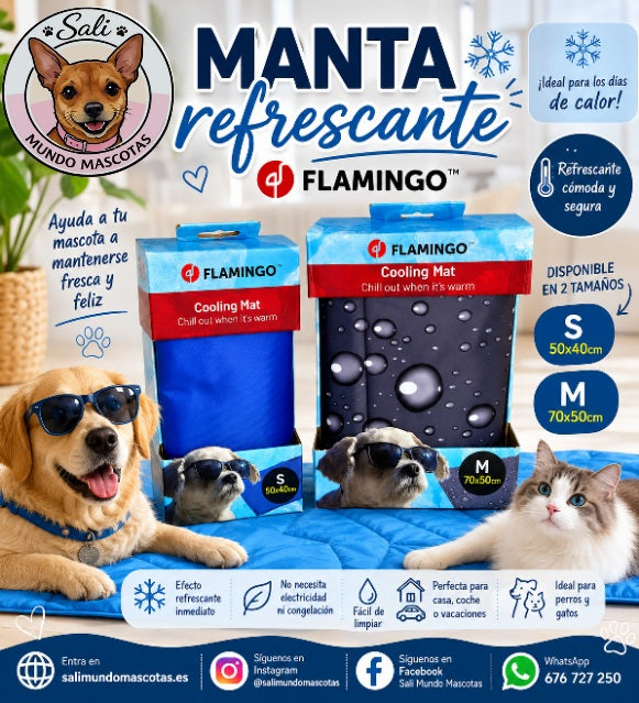 Manta Refrescante para Perros y Gatos Flamingo - Auto-enfriable 🐾❄️