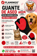 Guante de Aseo Flamingo Helena para Perros y Gatos | Elimina Pelo Suelto y Masajea la Piel