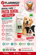 Pasta Dental para Perros Flamingo con Cepillo Doble | Higiene Oral y Aliento Fresco