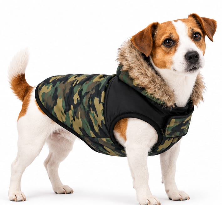 Abrigo de Invierno Flamingo para Perros Camuflaje con Capucha