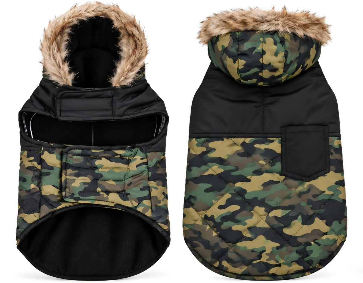 Abrigo de Invierno Flamingo para Perros Camuflaje con Capucha