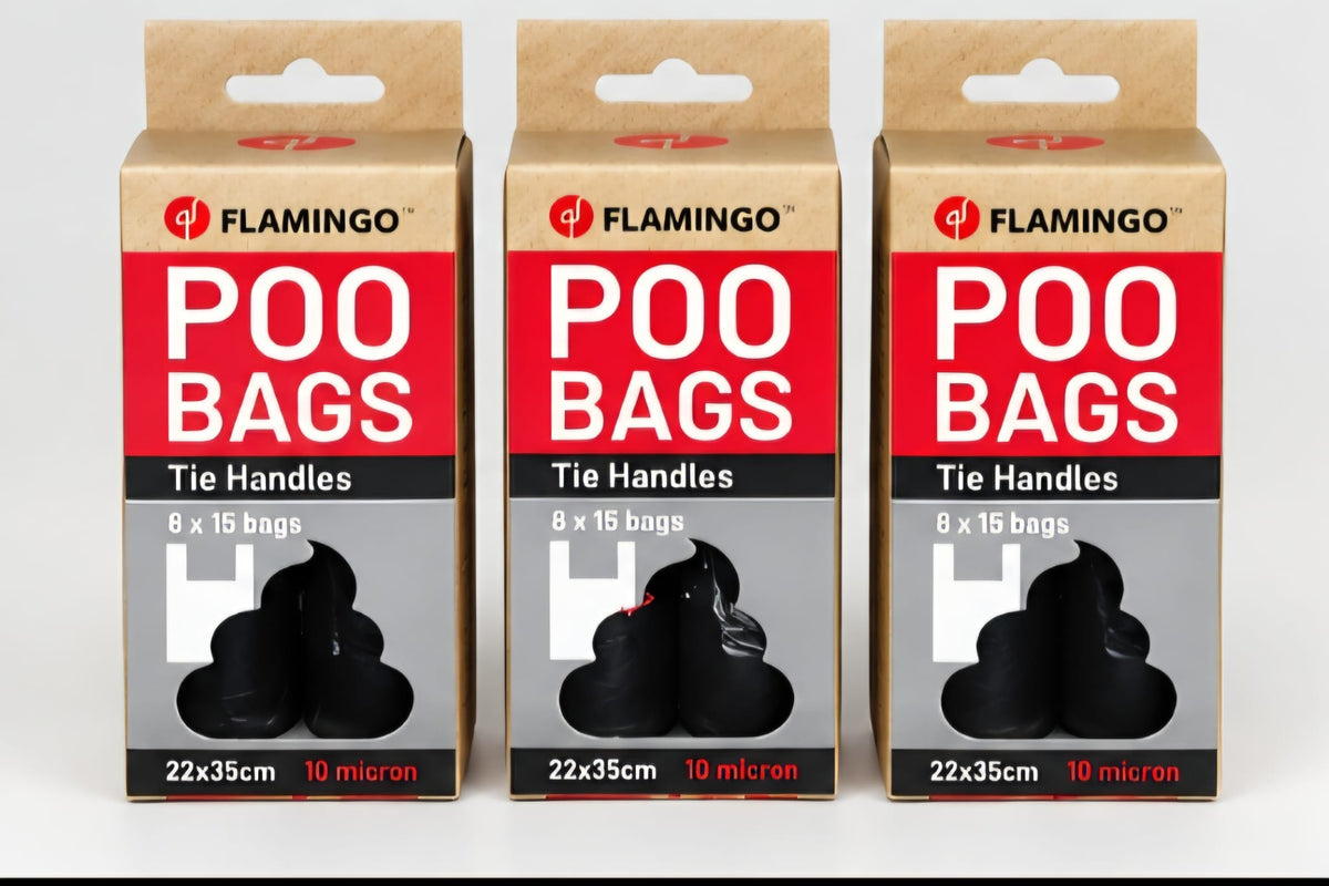 Bolsas para excrementos de perro Flamingo – 120 bolsas con asa
