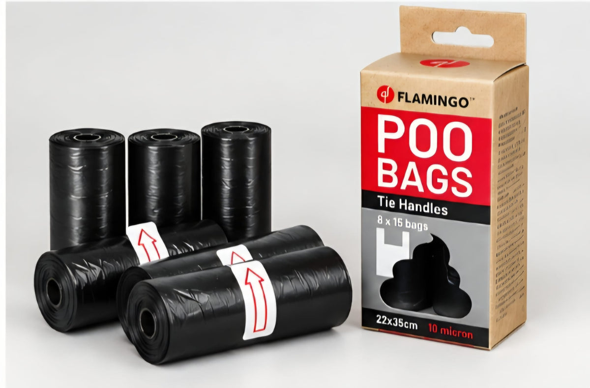 Bolsas para excrementos de perro Flamingo – 120 bolsas con asa