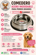 Comedero de Acero Inoxidable Flamingo para Perros Grandes (30 cm - 1.6L)