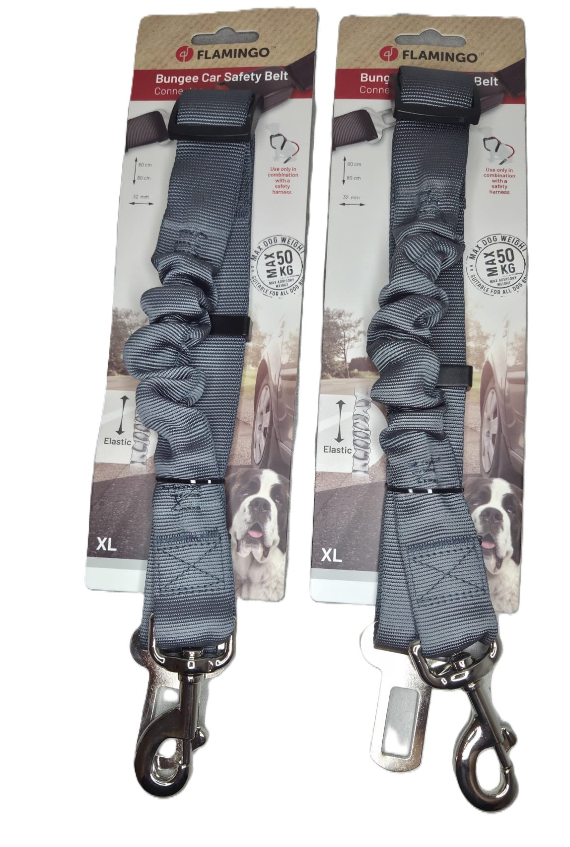 Cinturón de Seguridad Elástico para Perros Flamingo (Hasta 50kg) - Envío Gratis