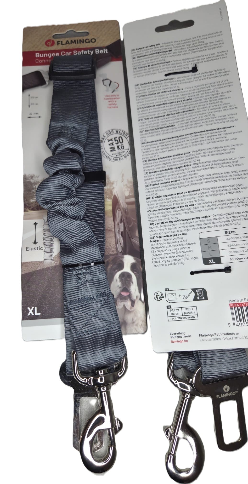 Cinturón de Seguridad Elástico para Perros Flamingo (Hasta 50kg) - Envío Gratis