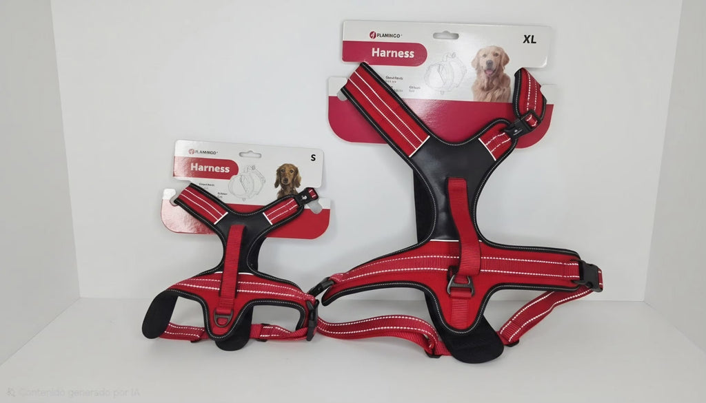 Arnés Flamingo para Perro Acolchado Ajustable | Tallas S y XL | Color Rojo