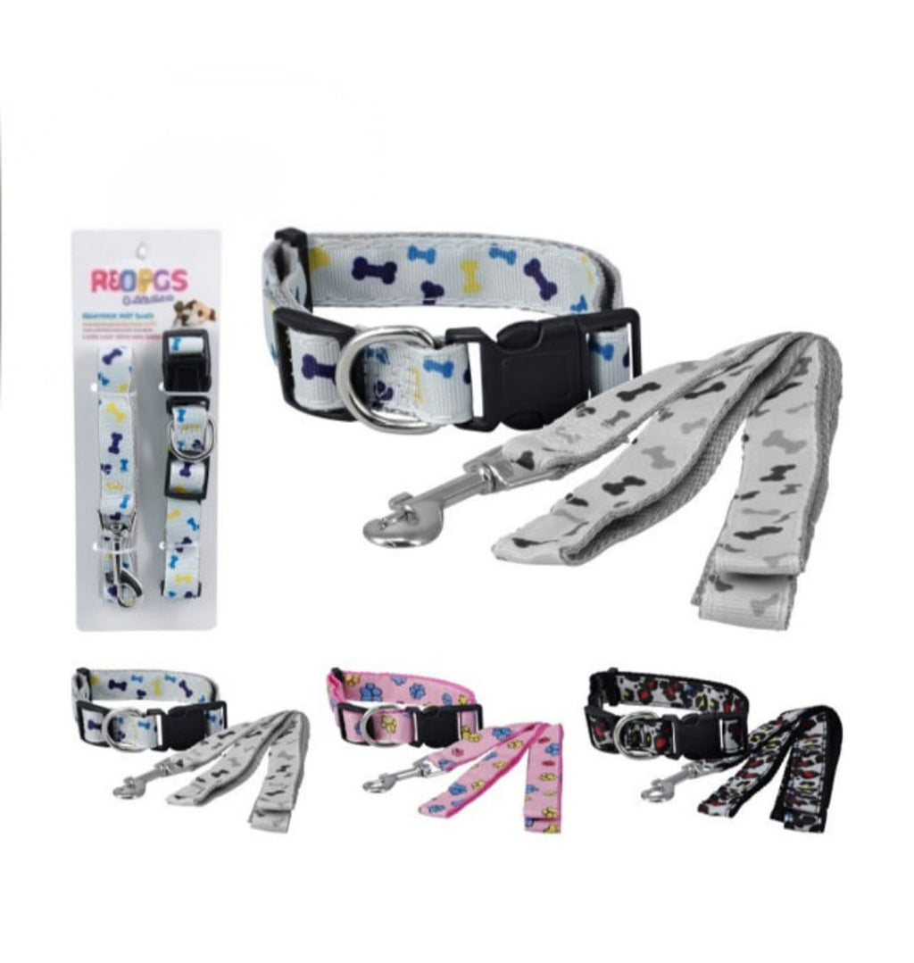 Conjunto Collar y Correa para Perro Ajustable 30-50 cm | Varios Diseños | Sali Mundo Mascotas