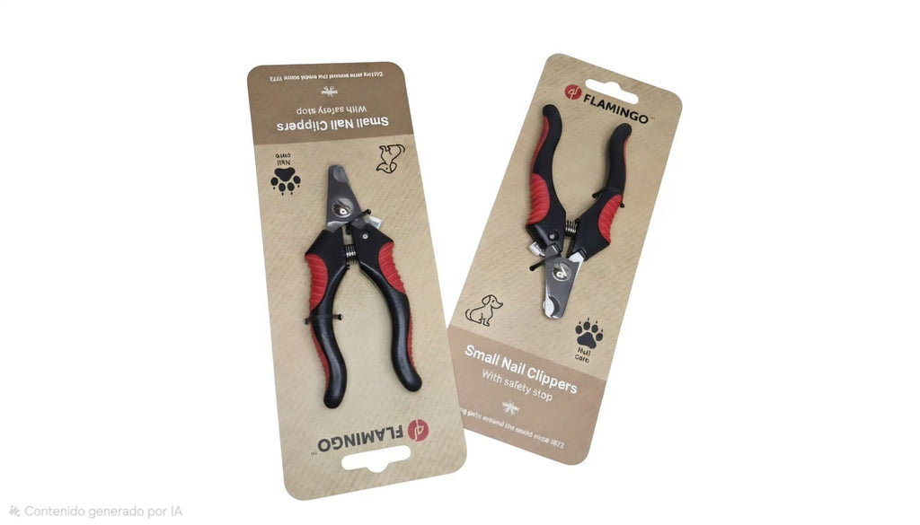 Cortaúñas para Perros y Gatos Flamingo con Tope de Seguridad y Mango Antideslizante