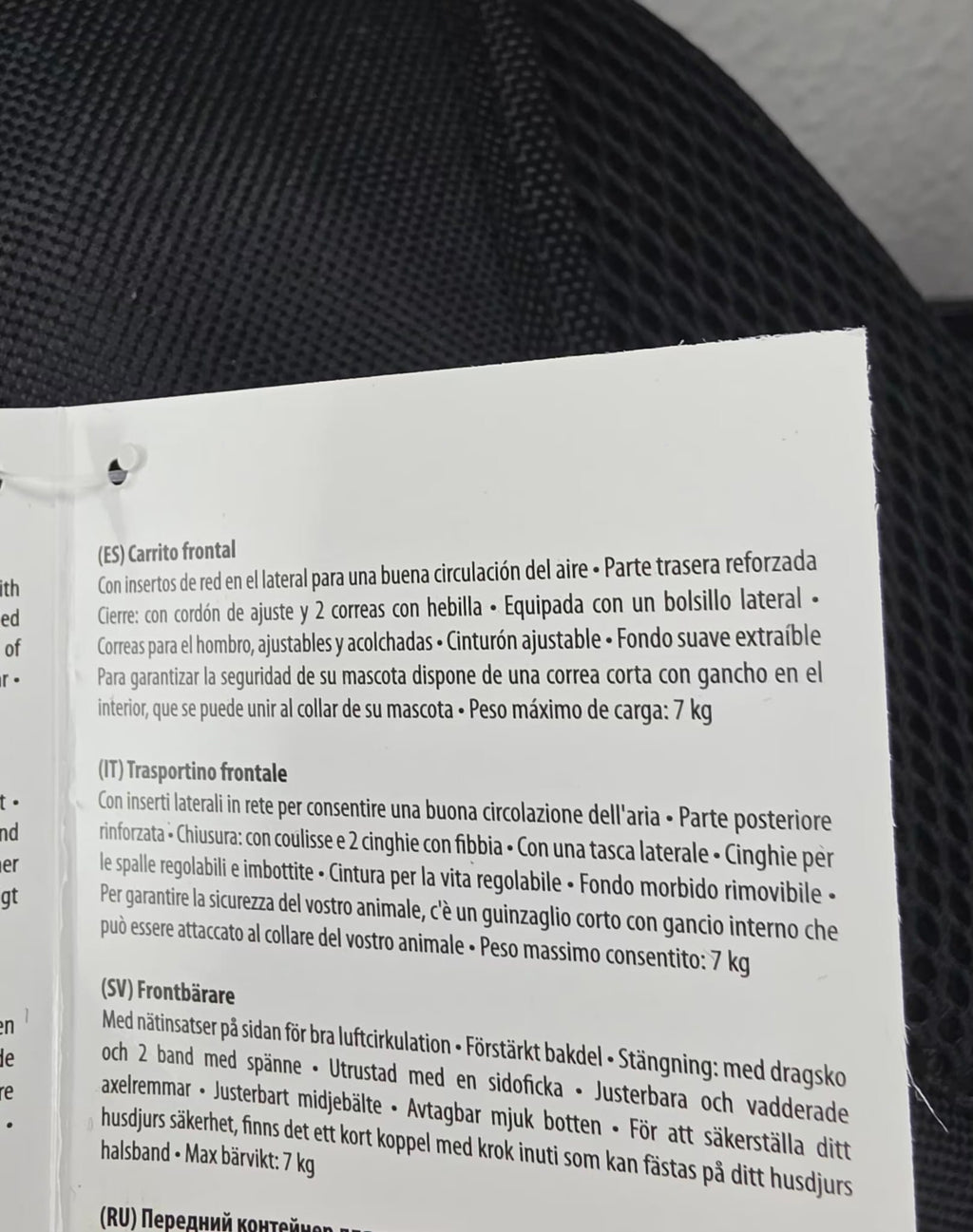 Transportín Frontal para Perros y Gatos – Máx. 7 kg | Cómodo, Transpirable y Seguro