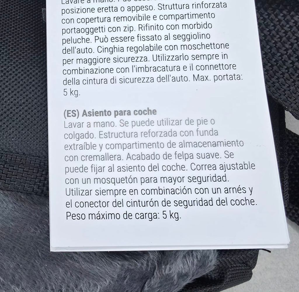 Asiento de Coche para Perros y Gatos – Máx. 5 kg | Seguro, Cómodo y Transpirable