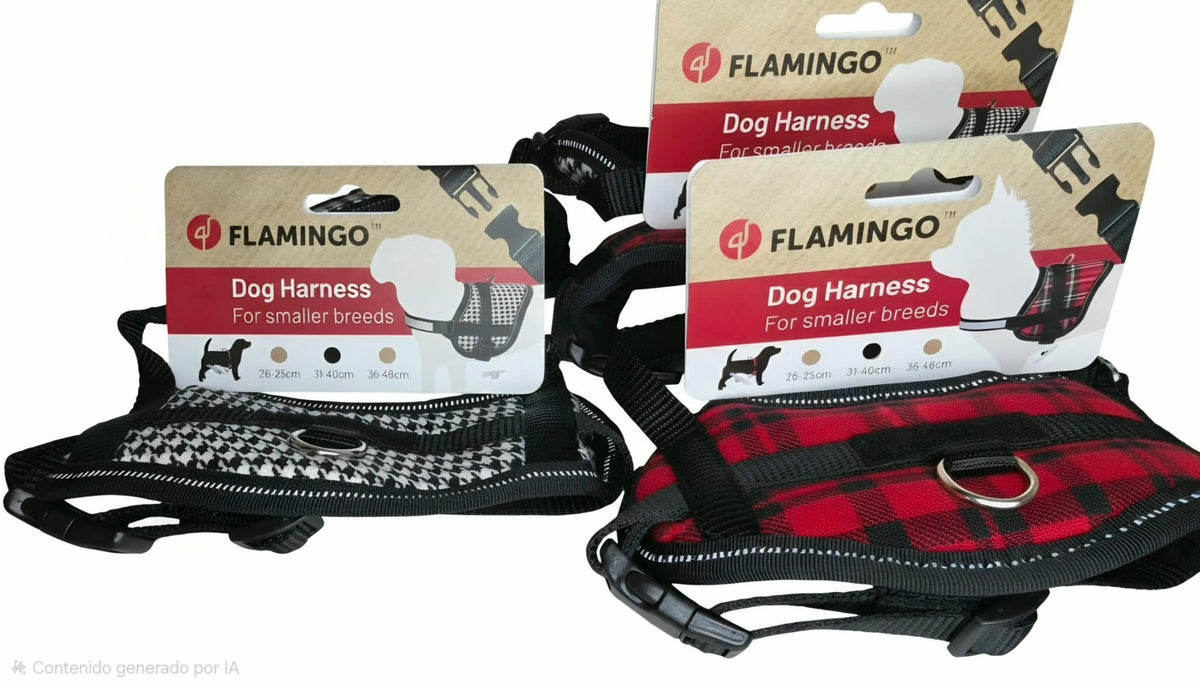 Arnés para Perros de Cuadros – Cómodo, Ajustable y Reflectante