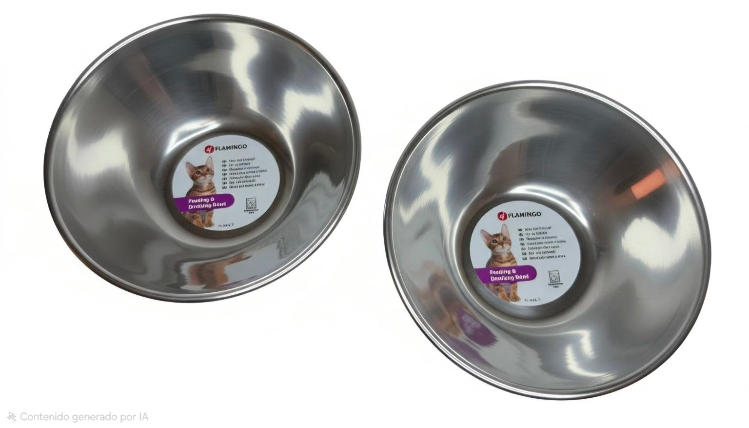 Cuenco para Gatos de Acero Inoxidable con Desnivel Ergonómico – Flamingo