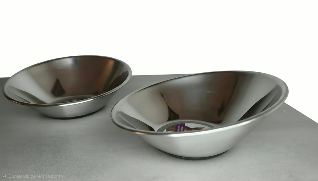 Cuenco para Gatos de Acero Inoxidable con Desnivel Ergonómico – Flamingo