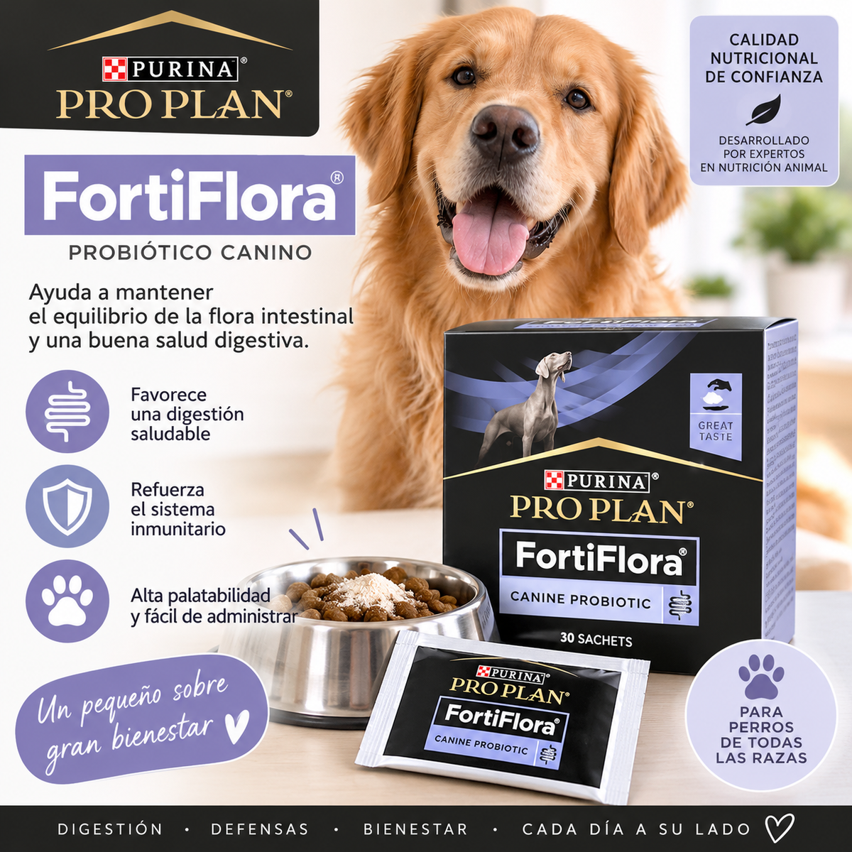 Purina Pro Plan FortiFlora Canine Probiotic – Probiótico para Perros 30 Sobres