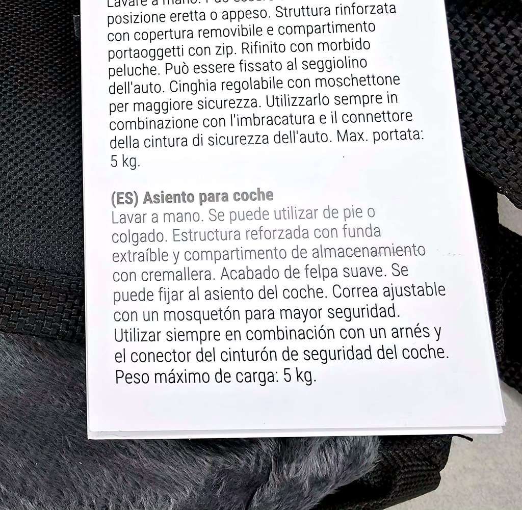 Asiento de Coche para Perros y Gatos – Máx. 5 kg | Seguro, Cómodo y Transpirable