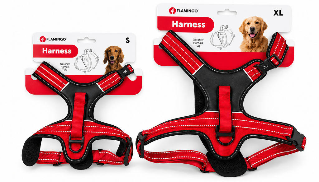 Arnés Flamingo para Perro Acolchado Ajustable | Tallas S y XL | Color Rojo