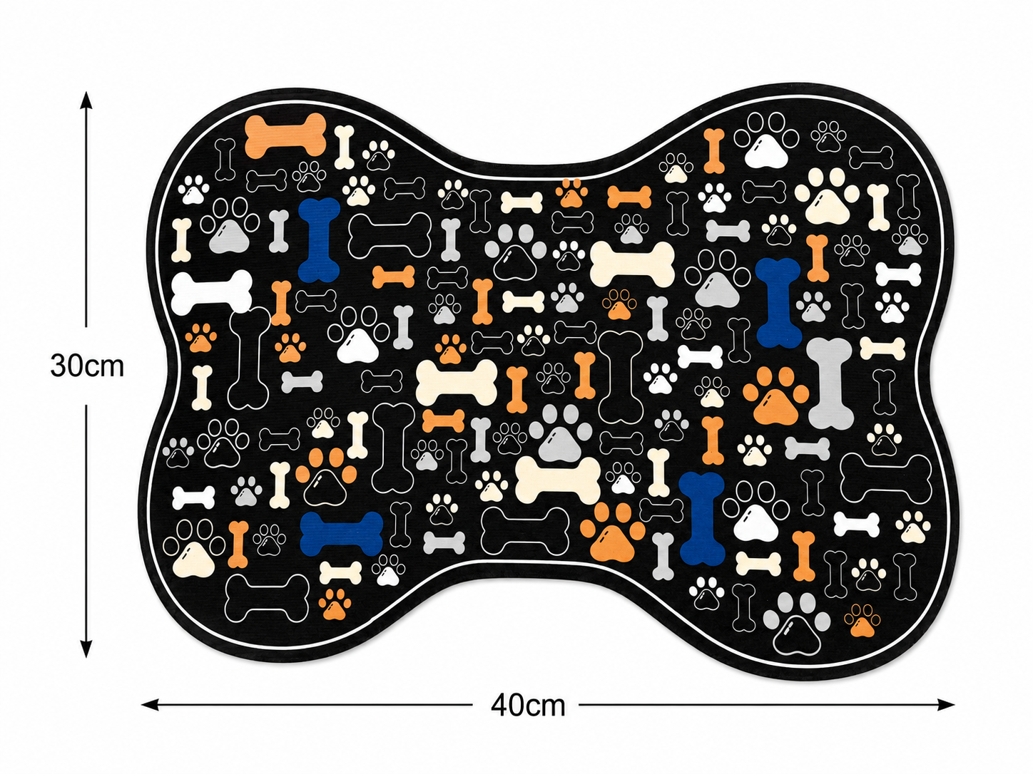 Alfombra Impermeable para Comedero y Bebedero Sali - Diseño Huellas y Huesitos 🐾🍽️pet_supplies