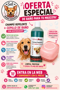 Oferta Especial Baño para Mascotas | Champú Repelente + Cepillo de Baño con Dispensador